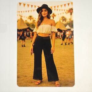 Vintage Romantic Goth 14 Black Lace Satin LinedPants Evening Party Cocktail Glam